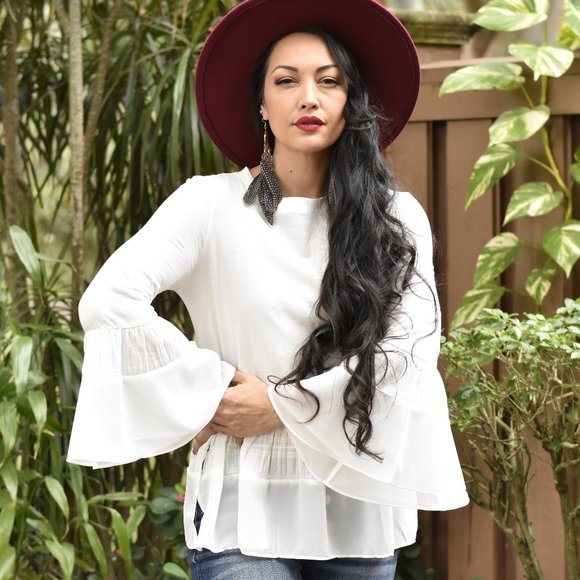 The House Of Gentry Tops - White Bell Sleeve top